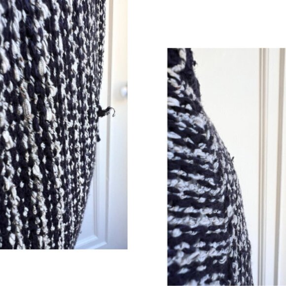 FREE PEOPLE Chunky Knit Open Front Black & White Cardigan Size S - Picture 15 of 16